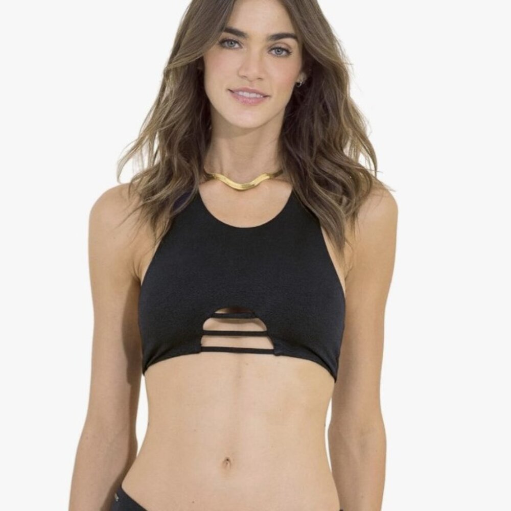 Maaji Black/Floral Halter Bikini Top (REVERSIBLE)